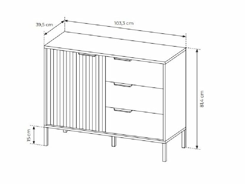 Komoda Rastafa D3S (dub artisan + černá)