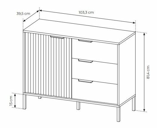 Komoda Rastafa D3S (dub artisan + černá)