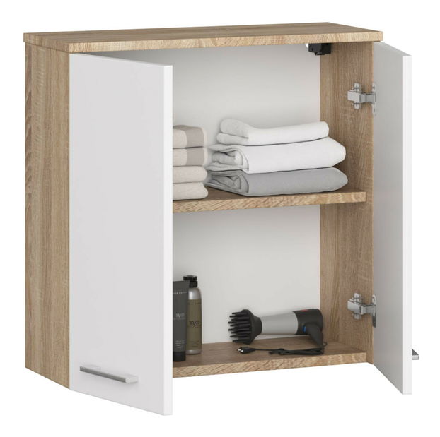 Závěsná koupelnová skříňka Farid TYP5 (dub sonoma + bílá)