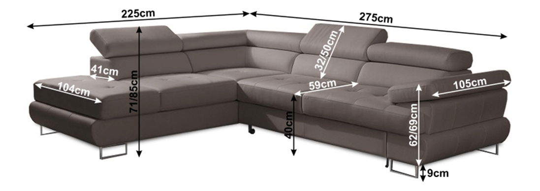 Rohová sedací souprava Bjorn R OTM-2F šedo-hnědá (L)