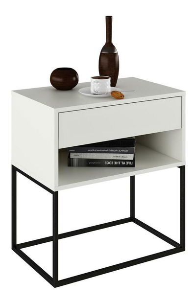 Noční stolek Autor (bílá + černá) *bazar