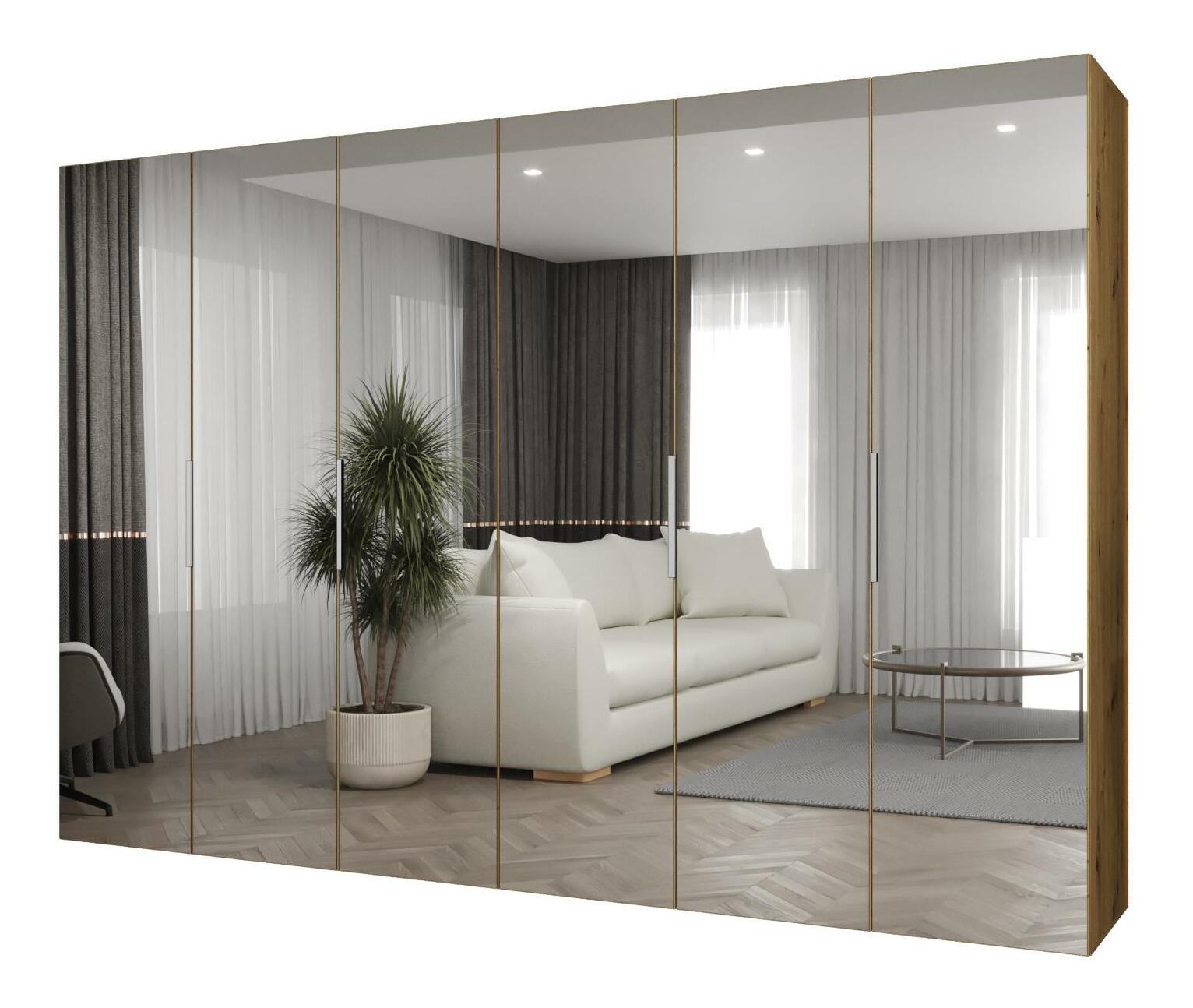 Šatní skříň 300 cm Mirabella 3 (dub artisan + kašmír)