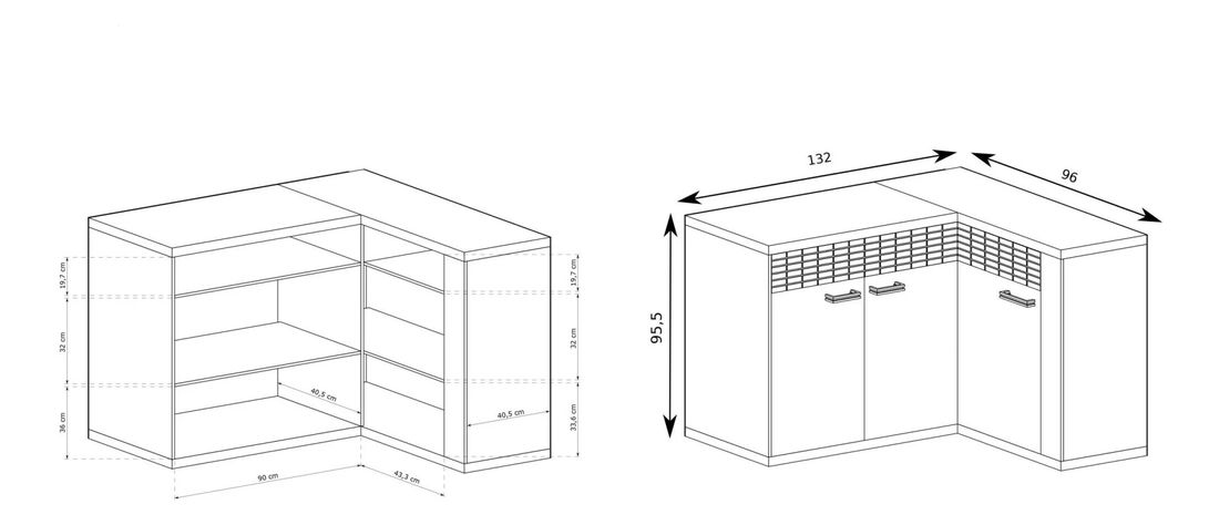 Rohová komoda Nature 15 (s LED osvětlením) (dub ribbeck)