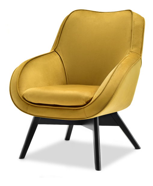 Designové křeslo Merch (zlatá + dub)