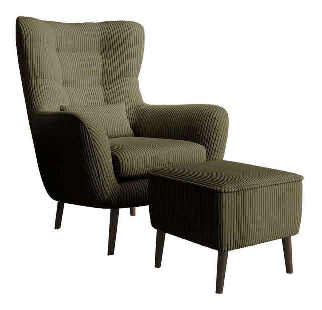 Křeslo s podnožkou Veneza VZ2 (olivová + černá)