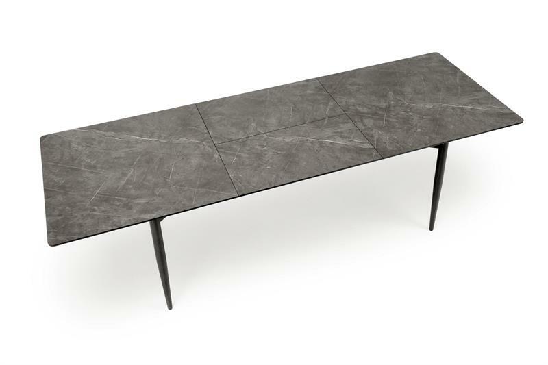 Jídelní stůl Charles (šedý mramor + černá) (pro 8 a více osob)