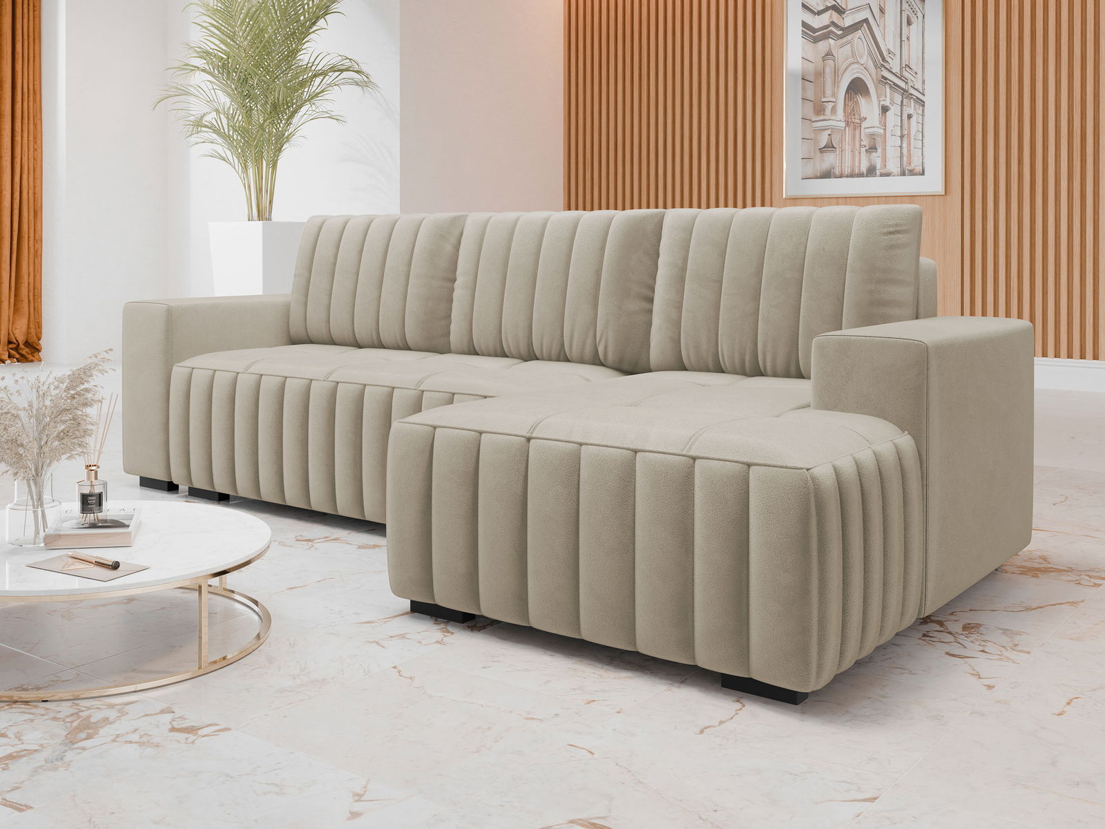 Rohová rozkládací sedačka s úložným prostorem Salvatore (Manila 2) (L)