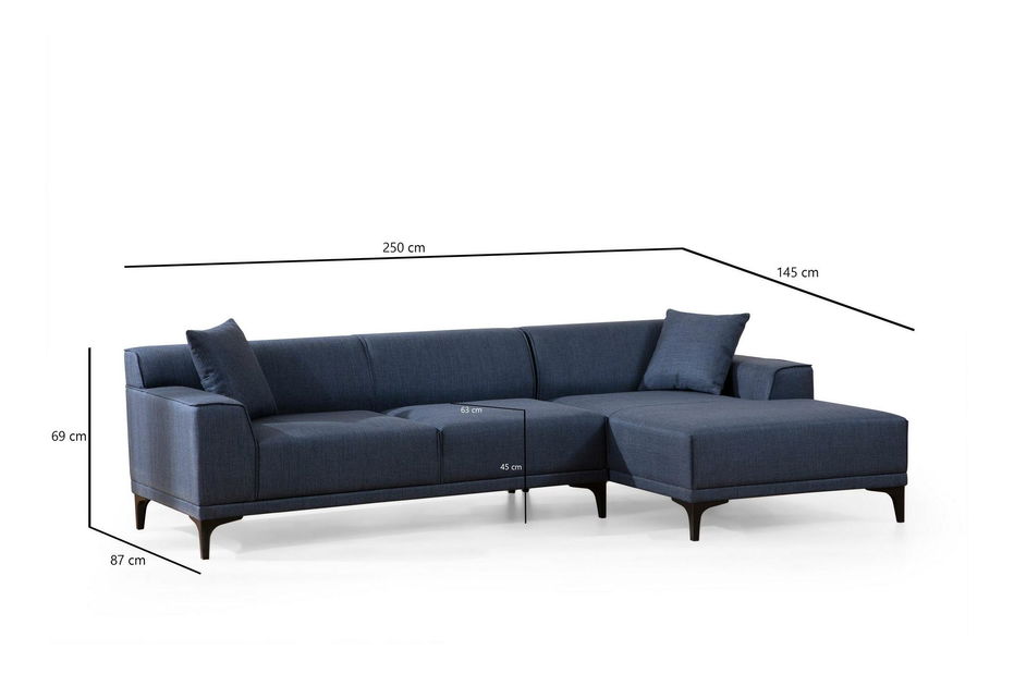 Rohová sedačka Petrafonzo (P) (modrá + černá)