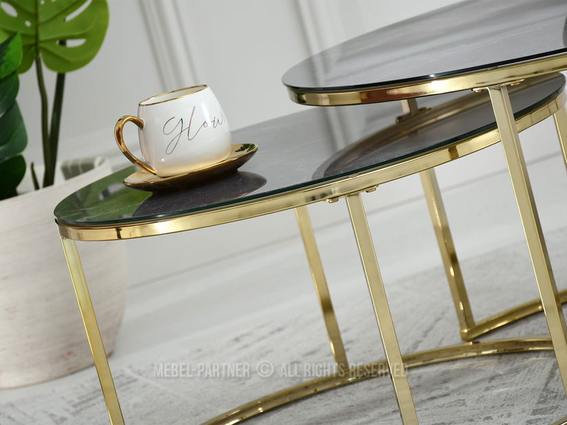 Konferenční stolek Grande (mramorově šedá + zlatá)