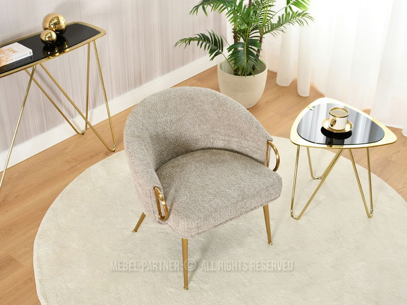 Křeslo Carma F (tmavobéžová + zlatá)