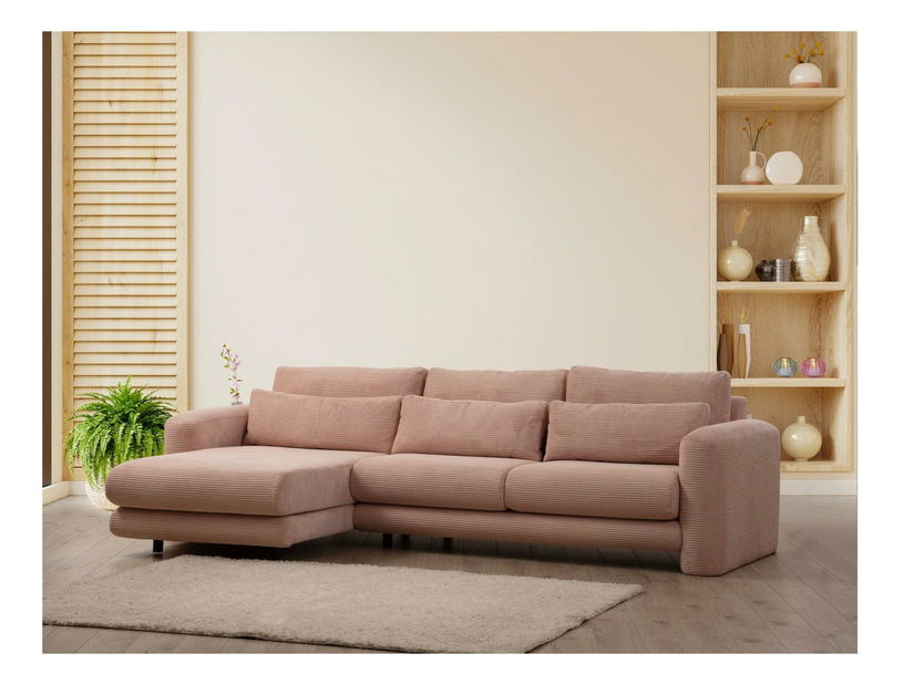 Rohová sedačka Lelysena (L) (růžová + černá)