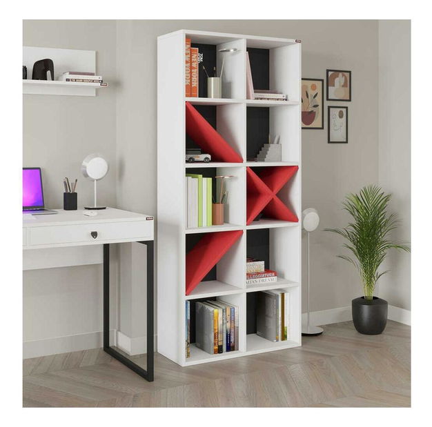 Regál Kaida 6 (bílá + červená)