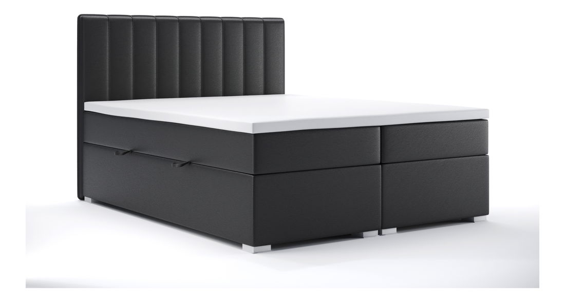 Boxspring postel 180 cm Ranaly (černá ekokůže) (s úložným prostorem)