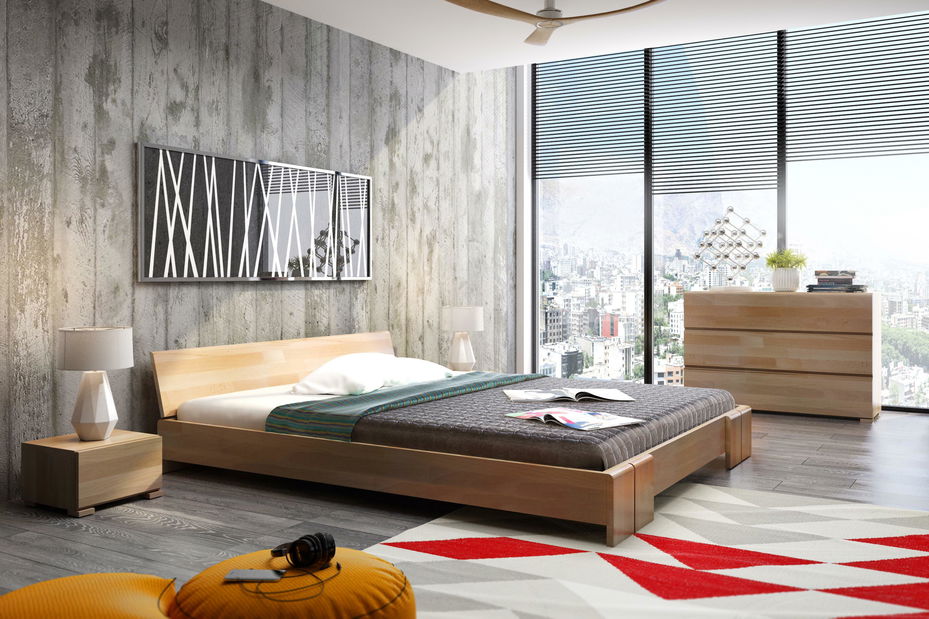 Manželská postel 160 cm Naturlig Galember Long (buk) (s roštem)