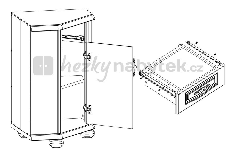 Rohová komoda BRW Natalia KOMN60 P