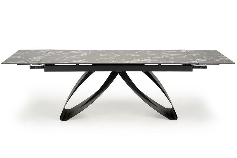 Jídelní stůl Hillary (černý mramor + černá) (pro 8 a více osob)