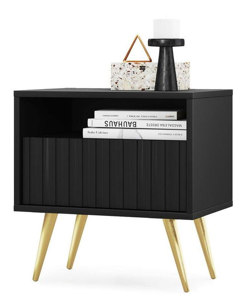 Noční stolek Biel B3 (černá + zlatá)