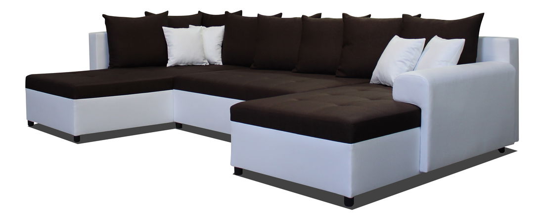 Rohová sedací souprava U Lisbona LB+2F+L (tmavě hnědá + bílá) (P)