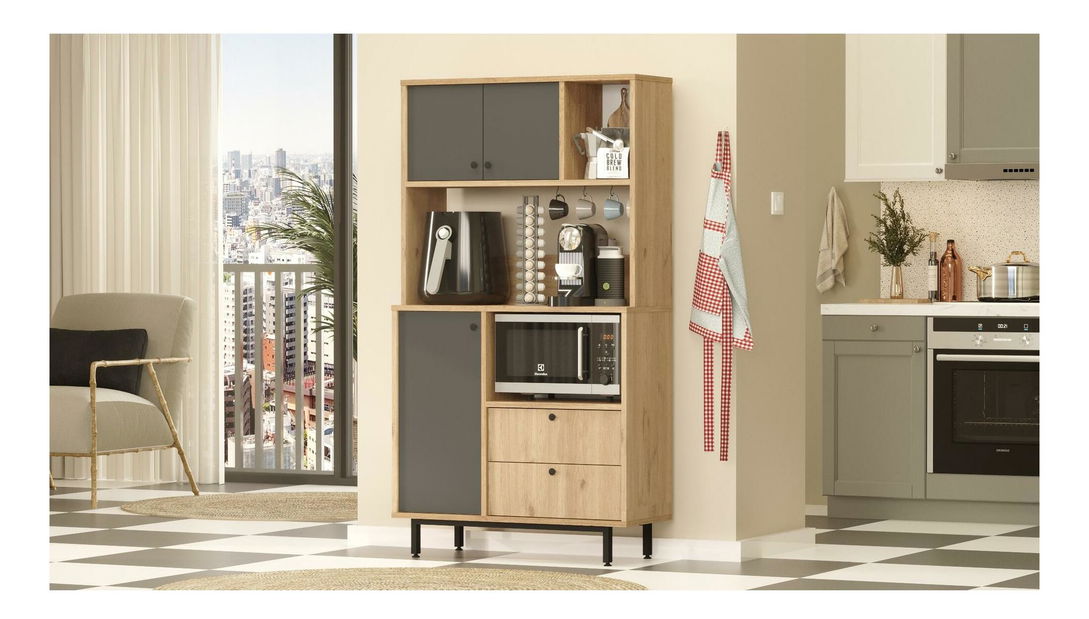 Policová skříň Rebutia 3 (dub + antracit)