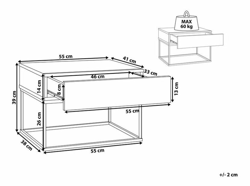 Noční stolek Cure (tmavé dřevo)