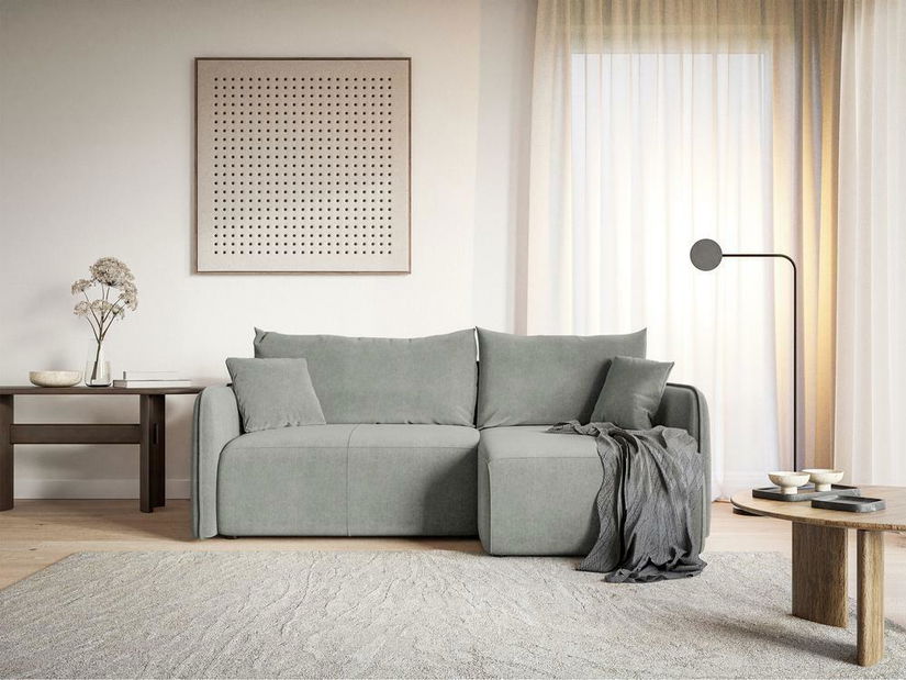 Rohová sedací souprava Mamma (světle šedá + černá)