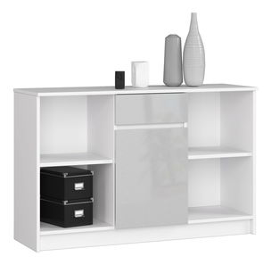 Komoda Briar (bílá + metalický lesk)