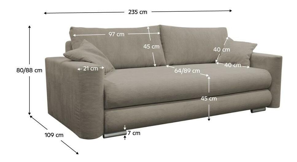 Rozkládací pohovka Roselon (šedohnědá) (s úložným prostorem)