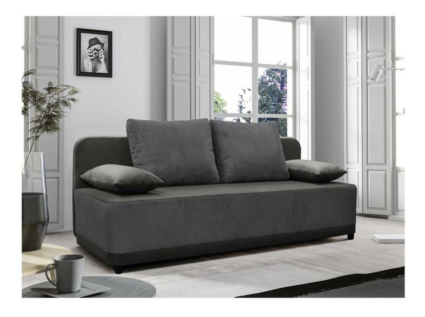 Rozkládací pohovka Sonta (šedá) (s úložným prostorem)