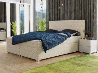 Manželská postel 180 cm Moritena (krémová + černá) (s roštem a matrací)