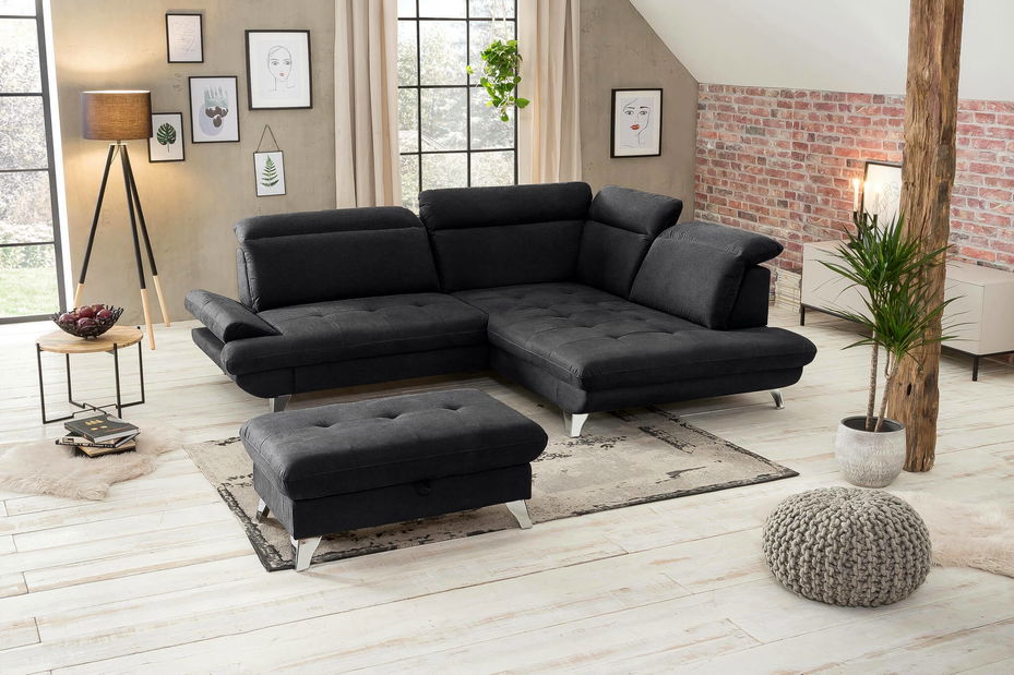Rohová sedačka BRW Romana (černá) (P)