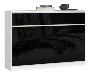 Komoda Kuwait 3D 3D (bílá + černý lesk)