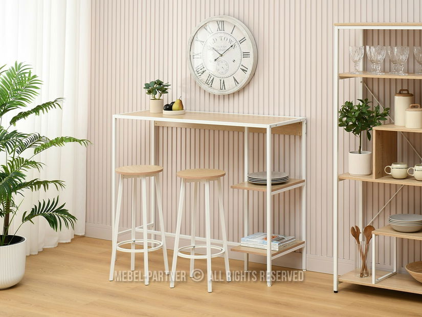 Barový set Everet (sonoma + bílá) (pro 2 osoby) *bazar