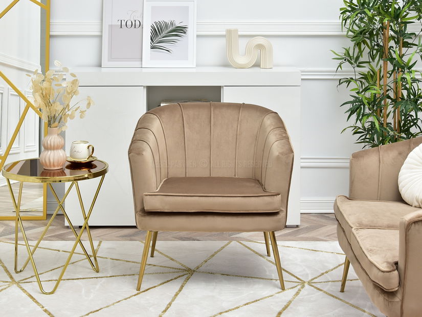 Křeslo Etimee F (béžová + zlatá)
