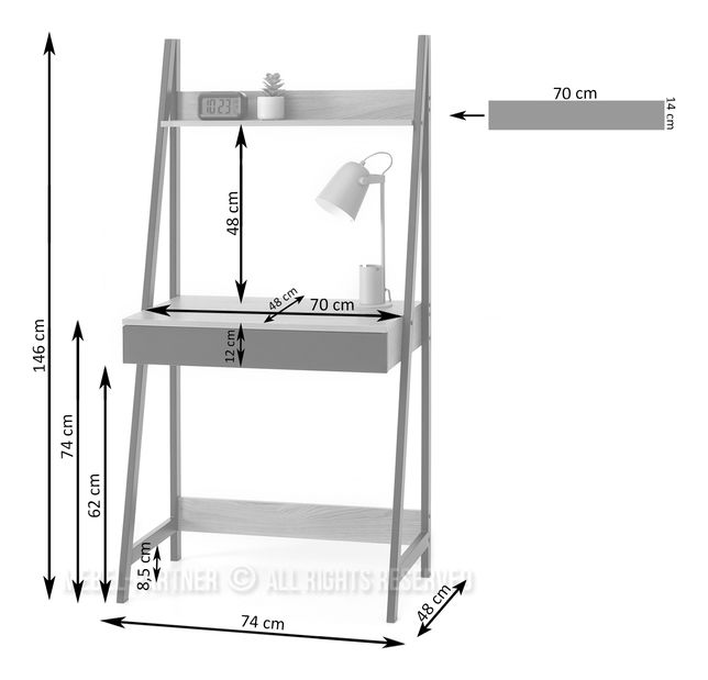 PC stolek Dylen (dub černý + černá)