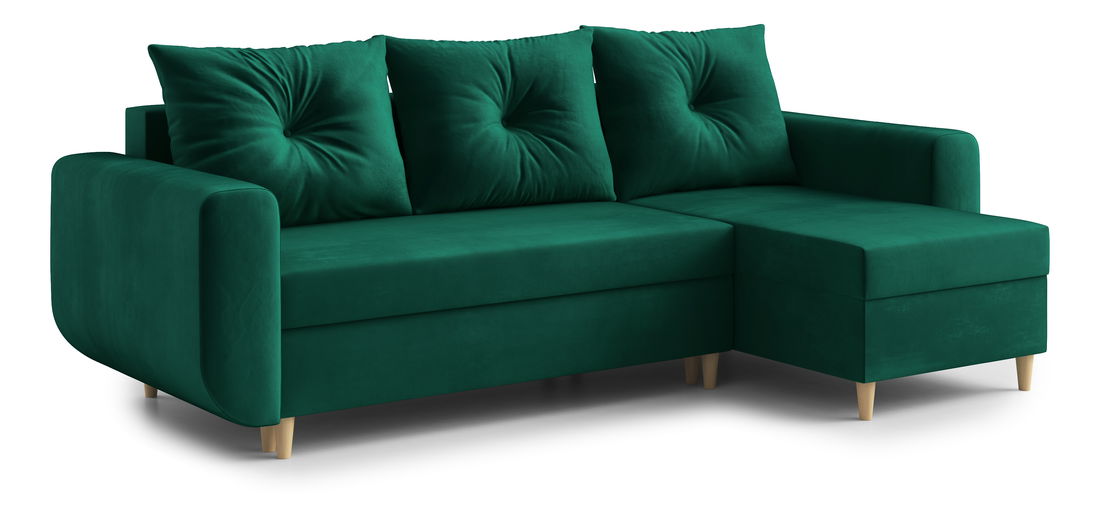  Rohová sedací souprava Eugenie (P) (tmavě zelená)