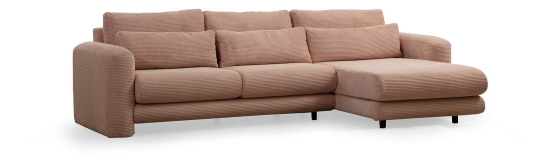 Rohová sedačka Lelysena (P) (růžová + černá)