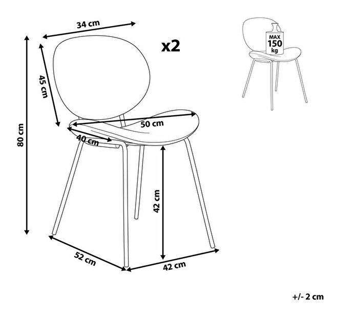 Set 2 ks jídelních židlí Luaza (hnědá)