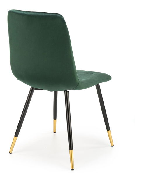 Jídelní židle Kallan (tmavozelená + černá + zlatá)