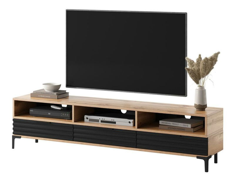 TV skříňka/stolek Ricko 3D (dub přírodní + černá)