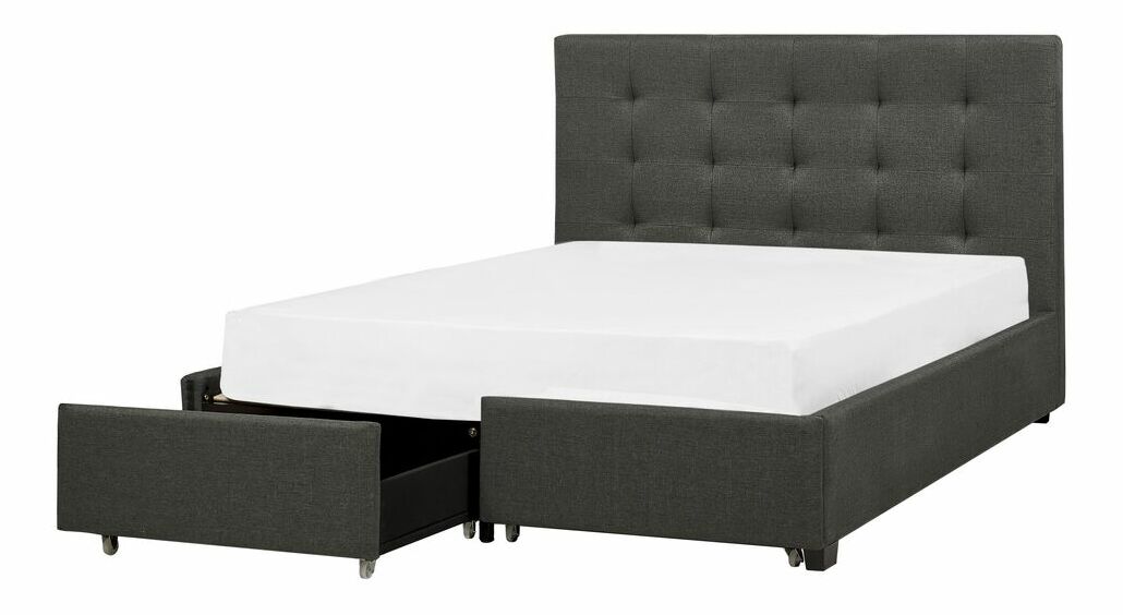 Manželská postel 140 cm ROLLA (s roštem a úl. prostorem) (tmavě šedá)