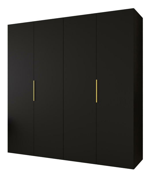 Šatní skříň 200 cm Mirabella 1 (černá + zlatá)