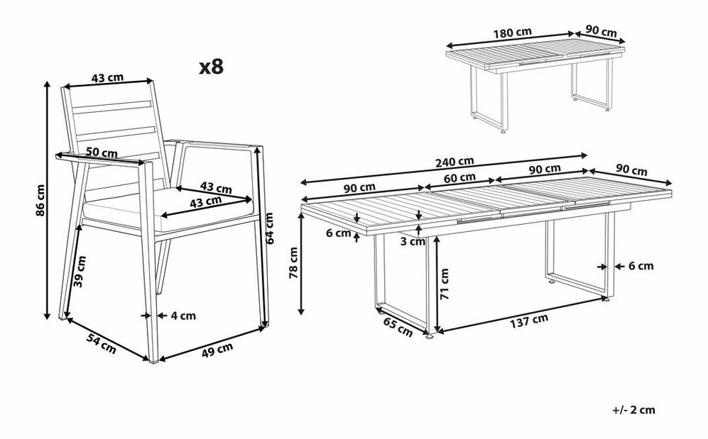  Zahradní sestava Valerian/Tavia (černá + šedá + hnědá)