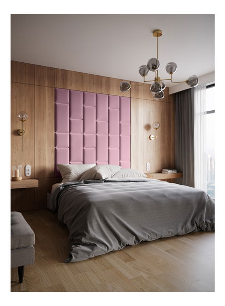 Set 24 čalouněných panelů Quadra 180x180 cm (růžová)