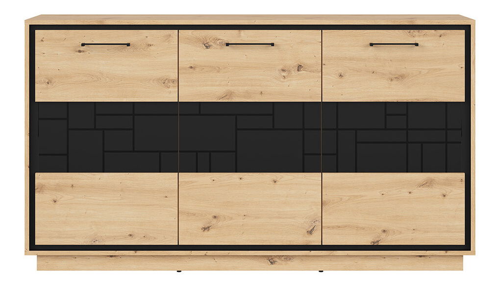 Skříňka BRW Pont KOM3D (dub artisan + černá matná)