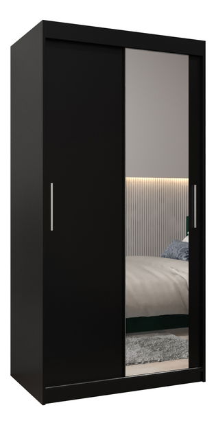 Šatní skříň 100 cm Toki 2 (Černá matná + Černá matná)