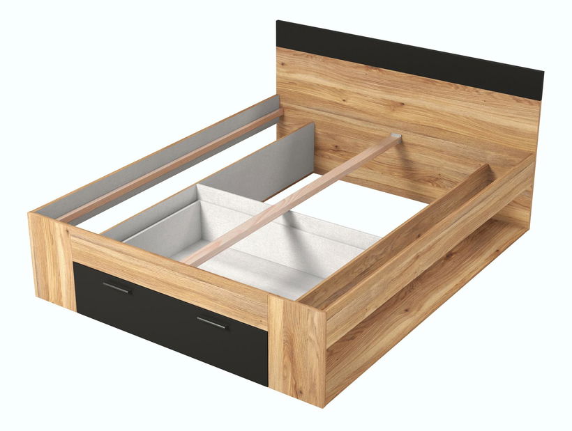 Manželská postel 160 cm Benson MW91 (dub mauvella + černá)