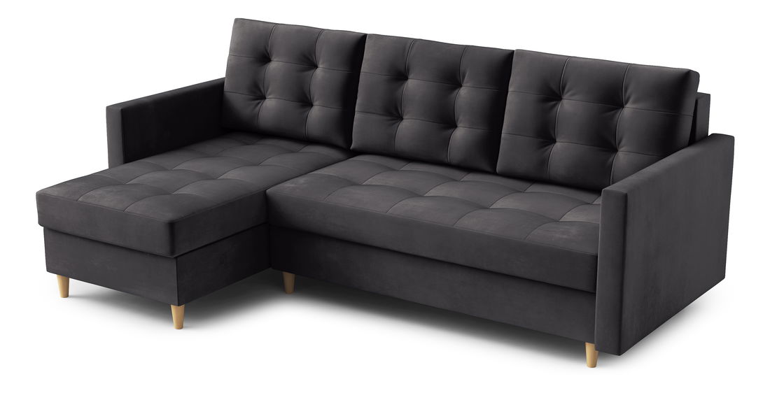 Rohová sedací souprava Divas (L) (černá)