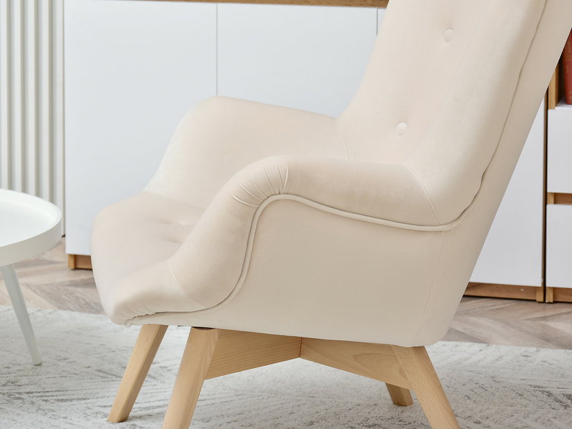 Designové křeslo Florentino (krémová + ořech)