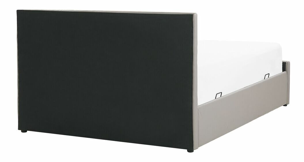 Manželská postel 160 cm ROFARIO (šedá) (umělá kůže) (s roštem a úl. prostorem)