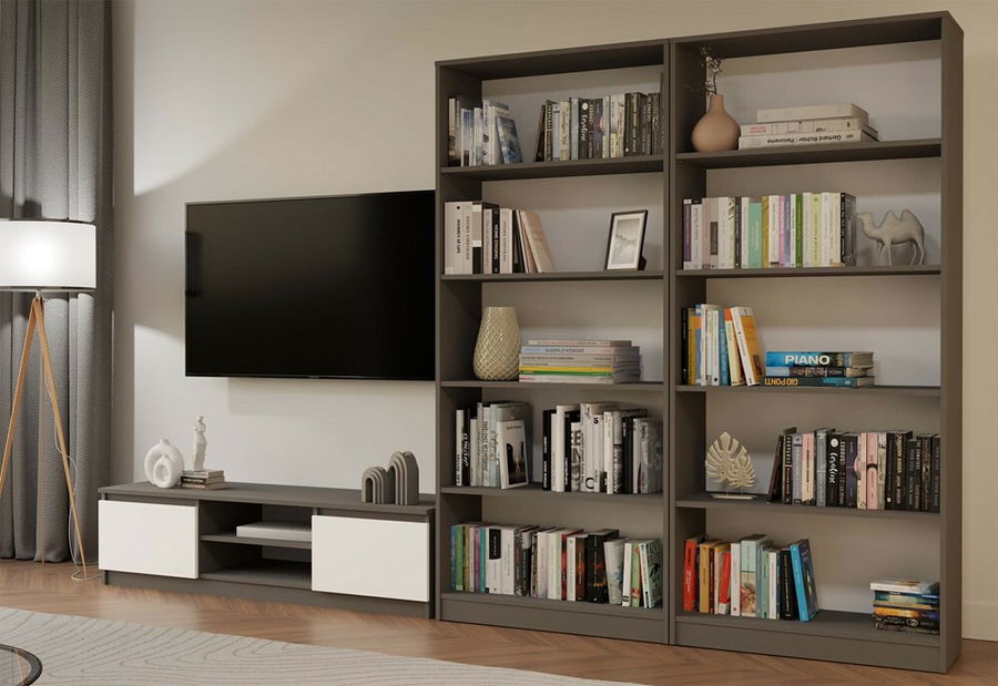 TV skříňka Musecalo 140 (antracit + bílá)